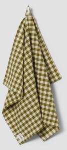 Botanical Green Gingham Linen Blend Tea Towel | Default | Piglet in Bed