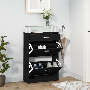 Shoe Cabinet Black 63x24x104 cm Engineered Wood