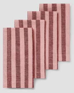 Rhubarb & Rose Pembroke Stripe Linen Blend Napkins Set of 4 | Default | Piglet in Bed