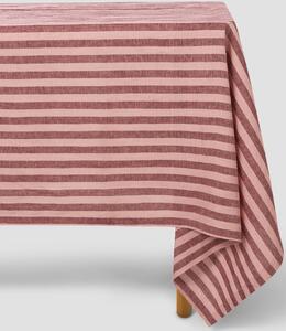 Rhubarb & Rose Pembroke Stripe Linen Blend Tablecloth | Round | Piglet in Bed