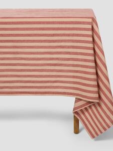 Sandstone Red Pembroke Stripe Linen Blend Tablecloth | Round | Piglet in Bed