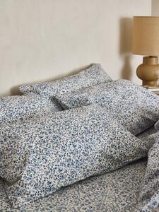 Blue Mini Meadow Cotton Pillowcases (Pair) | Standard | Piglet in Bed