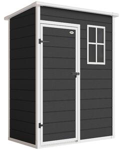Outsunny 5' x 3' Garden Shed with Floor, Outdoor Storage Shed with Lockable Door, Window and Vent, Black