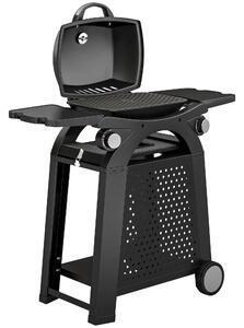 Outsunny 2 Burner Gas Grill with 2 Side Tables, 3.8 KW Barbecue Grill with Cast Iron Grates, 2-in-1 Tabletop BBQ with Wheels