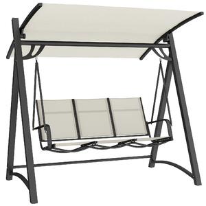Outsunny 3 Seater Swing Chair, Garden Swing Bench with Adjustable Tilting Canopy, Breathable Mesh Seat 360 kg Capacity, White