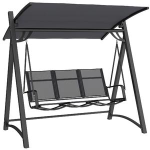 Outsunny 3 Seater Swing Chair, Garden Swing Bench with Adjustable Tilting Canopy, Breathable Mesh Seat 360 kg Capacity, Grey