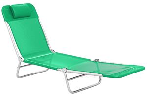 Outsunny Steel Frame Sun Lounger, with Reclining Back - Dark Green
