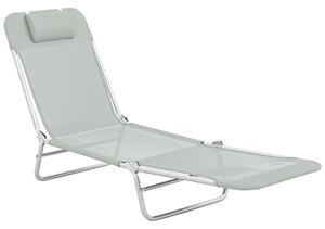 Outsunny Steel Frame Sun Lounger, with Reclining Back - Light Grey