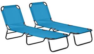 Outsunny Garden Sun Lounger, with Five-Position Back - Sky Blue