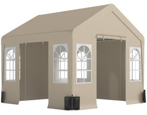 Outsunny 3 x 3 m Party Tent, Outdoor Canopy Tent Shelter with Removable Sidewalls, 4 Zipped Doors, for Parties, Wedding, Beige