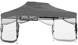 Outsunny 3 x 4.5 m Pop Up Gazebo with Mesh Nettings, UPF50+ Heavy Duty Outdoor Garden Party Tent Marquee, Dark Grey