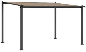 Outsunny 3.6 x 3 m Lean to Garden Pergola with PC Roof, Aluminium Frame Hardtop Gazebo Pergola with Drainage Gutters, Dark Grey