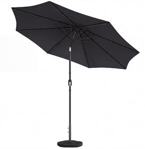 Outsunny 2.7 m Garden Parasol Umbrella with Cross Base and Sandbag, Retractable Ribs, Outdoor Table Market Umbrella, Black