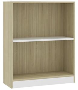 Bookshelf White and Sonoma Oak 60x24x74.5 cm Engineered Wood
