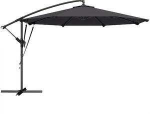 Outsunny 3 m Cantilever Parasol with Protective Cover and Wind Ropes, Banana Parasol with Crank Handle, Black