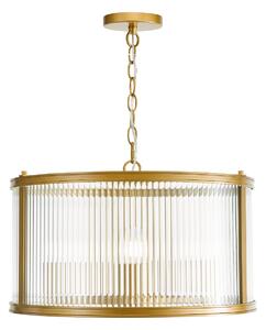 Dar Lighting Bianka 3 Light Ceiling Pendant In Bronze With Ribbed Glass