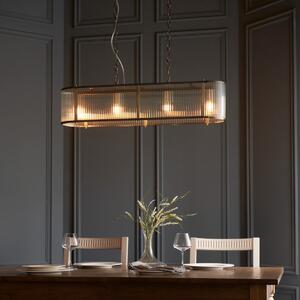 Endon 110945 Ridgeton 4 Light Ceiling Pendant In Antique Brass With Cleat Ribbed Glass