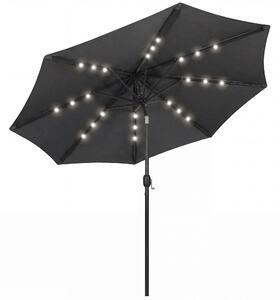 Outsunny 2.6 m Garden Parasol Umbrella with LED Solar Light, Parasol Cover, Outdoor Market Patio Umbrella, Black
