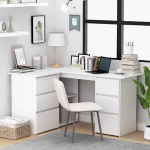 Ramona Wooden Corner Laptop Desk With 4 Drawers - White