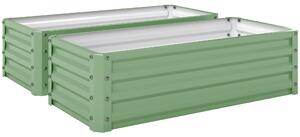 Outsunny Set of Two 110 x 50cm Steel Planter Boxes - Light Green