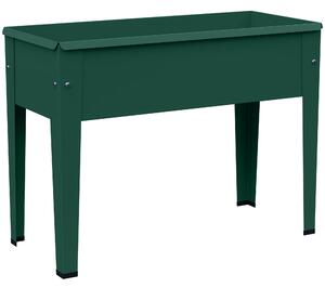 Outsunny Raised Planter, Metal Raised Garden Bed on Legs with Drainage Hole and Foot Covers, Green