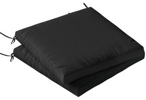 Outsunny Outdoor Seat Cushions Set of 2 with Ties, Waterproof Garden Seat Pads, Black