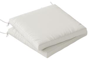 Outsunny Outdoor Seat Cushions Set of 2 with Ties, Waterproof Garden Seat Pads, Cream White