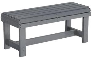 Outsunny Wooden Outdoor Bench, 2 Seater Garden Bench, Backless Patio Bench with Slatted Curved Seat, Grey Embossed Finish