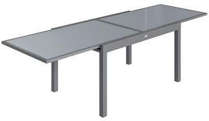 Outsunny Extending Garden Table for 6-10, Aluminium Outdoor Dining Table with Tempered Glass Top, Grey