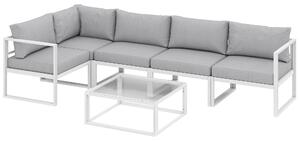 Outsunny 6 Seater Aluminium Garden Furniture Set, Garden Sofa Set with Thick Cushions for Patio and Balcony, Outdoor, Light Grey