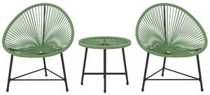 Outsunny Rattan Bistro Set with Acapulco Chairs and Glass Table, Green