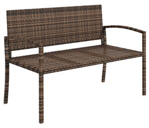 Outsunny All Weather Wicker Garden Loveseat, 2 Seater Poly Rattan Garden Bench, Outdoor Seating Bench Brown