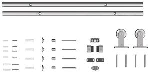 HOMCOM Sliding Door Hardware Kit Heavy Duty 304 Stainless Steel 152 cm Wide Door Silver Tone
