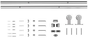 HOMCOM Sliding Door Hardware Kit Smooth Quiet 304 Stainless Steel for 180cm Track Sliver Tone