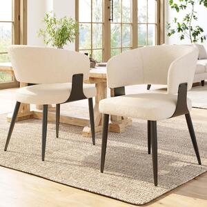 Contemporary Flannel Dining Chairs with Ergonomic Back, Sturdy Dining Seating with Adjustable Pads, 59L x 46.5W x 81.5H cm, Beige Aosom UK