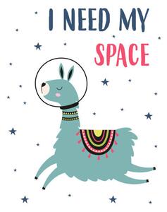 Art Print card of llama and space, vector illustration, MaksimYremenko