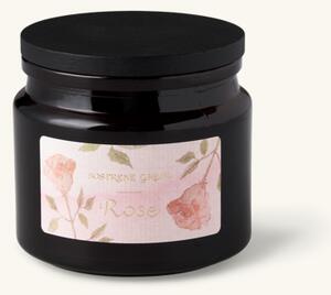 Scented candle Rose - Rapeseed wax/scent/glass/bamboo. 30 hours. - Brown - Søstrene Grene