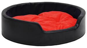 Dog Bed Black and Red 69x59x19 cm Plush and Faux Leather