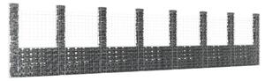 U-shape Gabion Basket with 8 Posts Iron 860x20x200 cm