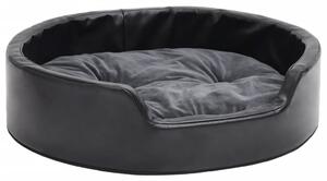 Dog Bed Black and Dark Grey 69x59x19 cm Plush and Faux Leather