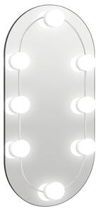Mirror with LED Lights 40x20 cm Glass Oval