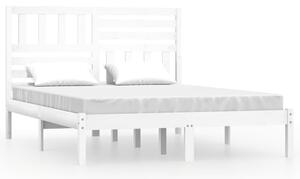 Bed Frame White 135x190 cm Double Solid Wood Pine