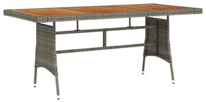 Garden Table Grey 160x70x72 cm Poly Rattan & Solid Acacia Wood