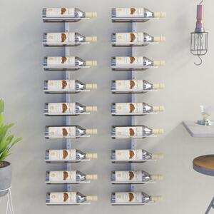 Wall-mounted Wine Rack for 9 Bottles 2 pcs White Iron