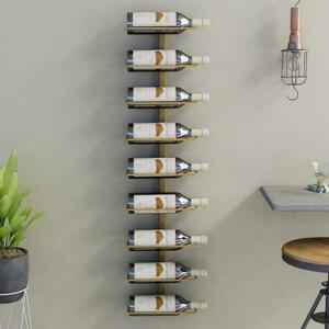 Wall-mounted Wine Rack for 9 Bottles Gold Iron