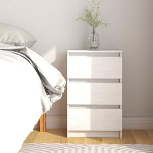 Bedside Cabinet White 40x29.5x64 cm Solid Pine Wood