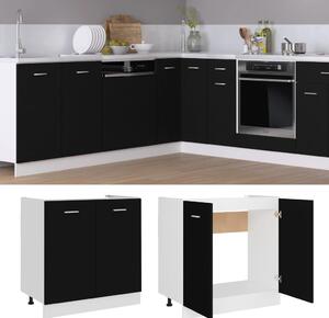 Sink Bottom Cabinet Black 80x46x81.5 cm Engineered Wood