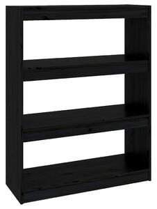 Book Cabinet/Room Divider Black 80x30x103.5 cm Solid Wood Pine