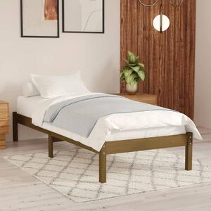 Bed Frame Honey Brown Solid Pinewood 90x190 cm UK Single