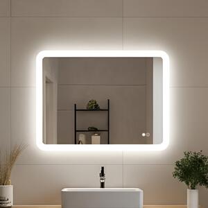 Rounded bathroom mirror with LED lighting 80x60\100x70\120x70\60x80\70x100\70x120 cm, dual color, touch switch, heating mat